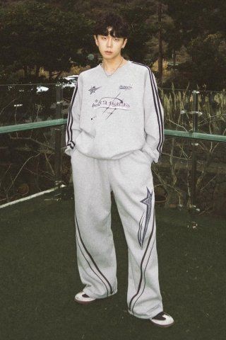 ★TWS★【GAKKAI UNIONS】★Rising sweat string line pant.s★ MUSINSA | GAKKAI UNIONS Rising Sweat String Line Pants Gray