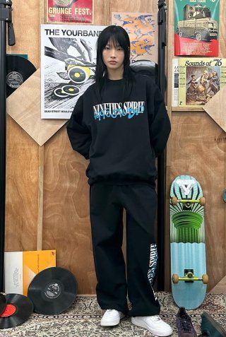 MUSINSA | 1993STUDIO Nineties Spirit Sweatshirt_Black