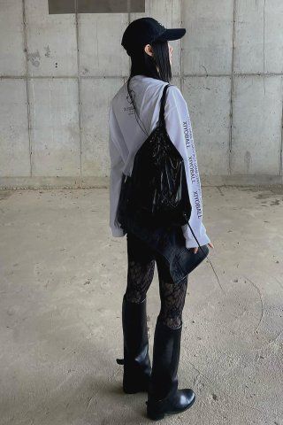 MUSINSA | fennec RIBBON STRING BAG-SILVER