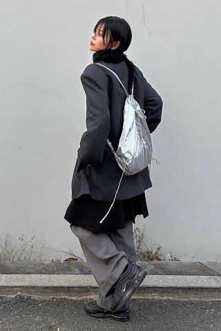 MUSINSA | fennec RIBBON STRING BAG-SILVER