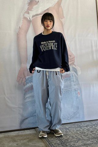 MUSINSA | SCULPTOR Woke Up Like This PJ Pants Blue Stripe