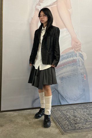 MUSINSA公式 | SCULPTOR 143 Asymmetrical Wrap Skirt Charcoal