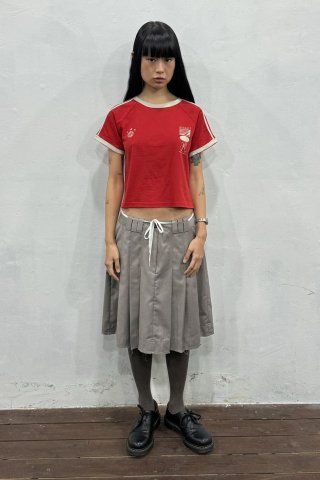 MUSINSA | AEAE ATHLETE STRIPE HALF T-SHIRTS [MELANGE GREY]