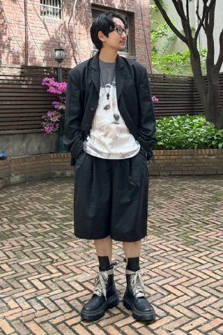 ★Wai Kei★ Cutout shorts grey YKBD01PT01-3 MUSINSA | WAI KEI cutout short pants gray