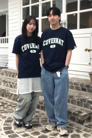 MUSINSA | COVERNAT Arch Logo T-Shirt Melange Gray