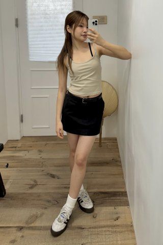 MUSINSA | GLOWNY OXFORD COTTON MINI SKIRT (BLACK)