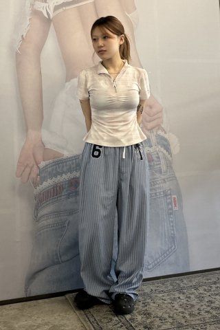 ★SCULPTOR★ Woke Up Like This PJ Pants Blue Stripe SC24S407 MUSINSA | SCULPTOR Woke Up Like This PJ Pants Blue Stripe