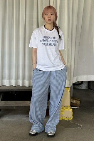 MUSINSA | SCULPTOR Woke Up Like This PJ Pants Blue Stripe
