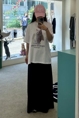 Tシャツ・カットソー ITZAVIBE ANGEL CAT T-SHIRTS VER.3 BKS468 ANGEL CAT T-SHIRTS VER.2_WHITE - ITZAVIBE