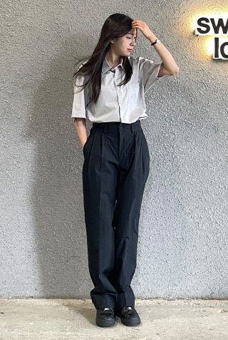 MUSINSA公式 | ANOTHER OFFICE Santiago Officer Pants (Almost Black)