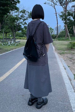 MUSINSA | OTHER-worldly Ribbon Gym Sack [Gray]