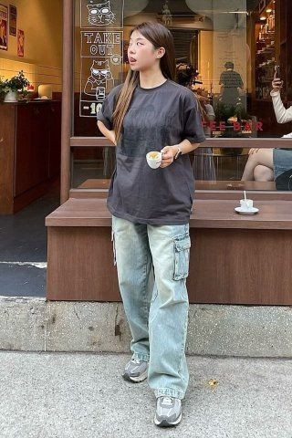 MUSINSA | ODDSTUDIO Sand Washing Cargo Wide Denim Pants - BLUE