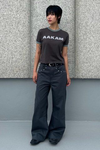 MUSINSA公式 | AAKAM Multi Studded Cotton Pants (Gray)