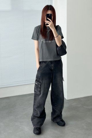デニム・ジーパン ODD STUDIO Sand Washing Cargo Wide Denim Pants MUSINSA | ODDSTUDIO Sand Washing Cargo Wide Denim Pants - BLUE