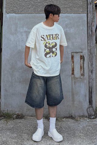 MUSINSA | SATUR Apero Leaf Graphic Short Sleeve T-shirt