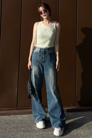 MUSINSA | SATUR (W) Lane mid-rise straight denim pants Light