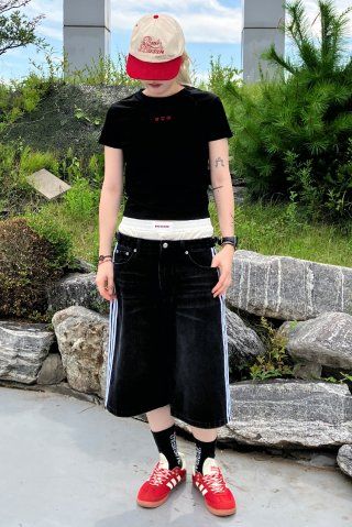 ★BADBLOOD★ Billy Track Bermuda Jeans Exhaust Fit Blue w-je Billy Track Jeans Exhaust Fit - Black/Blue Billy Track