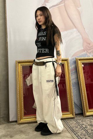 ★SCULPTOR★ Mesh Piping Linen Pants White SC24S417WH 스컬프터(SCULPTOR) Mesh Piping Linen Pants White - 사이즈