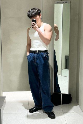 MUSINSA | MUSINSA STANDARD Denim Wide Carpenter Pants