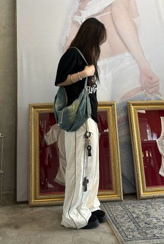 MUSINSA | SCULPTOR Vintage Brushed Denim Duffel Bag Mid Blue