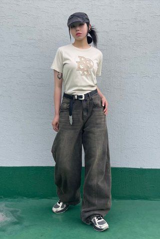 MUSINSA | PRENDA PRDA DENIM PATCH CREWNECK TEE WHITE