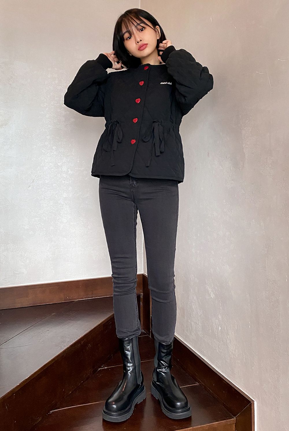 Heart Quilting Jacket (Black) Free 착용하였습니다