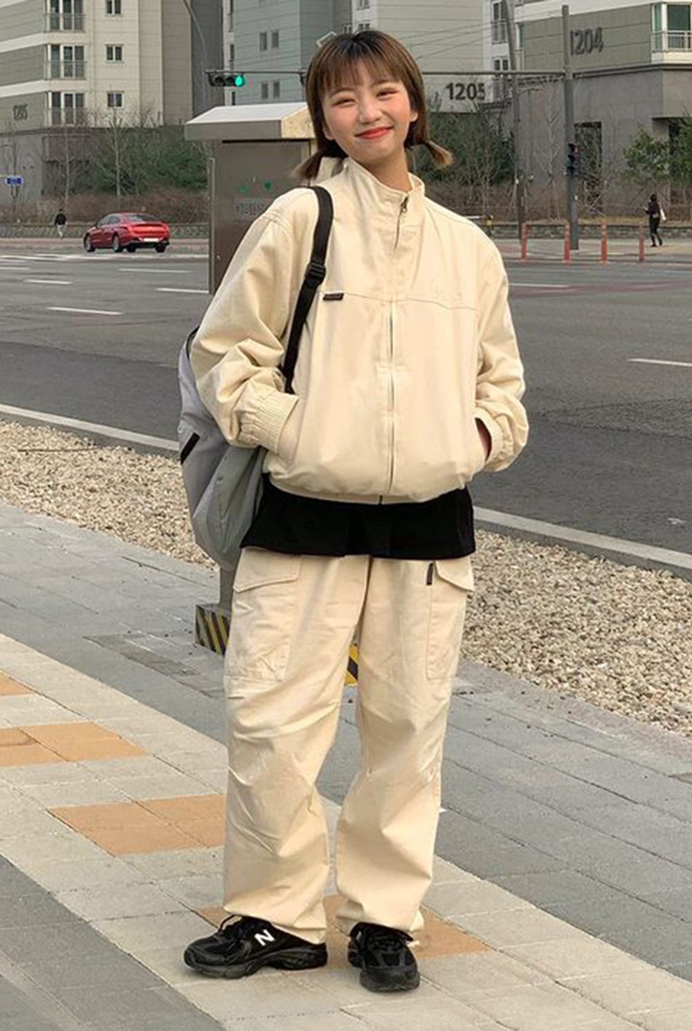 NASTYFANCYCLUB: 21SPRING COLLECTION [BE STUCK AT HOME] TOP: [NF] 피그먼트 윈드브레이커 자켓 (아이보리)_F611 / OS BOTTOM: [NF] 피그먼트 카고 팬츠 (아이보