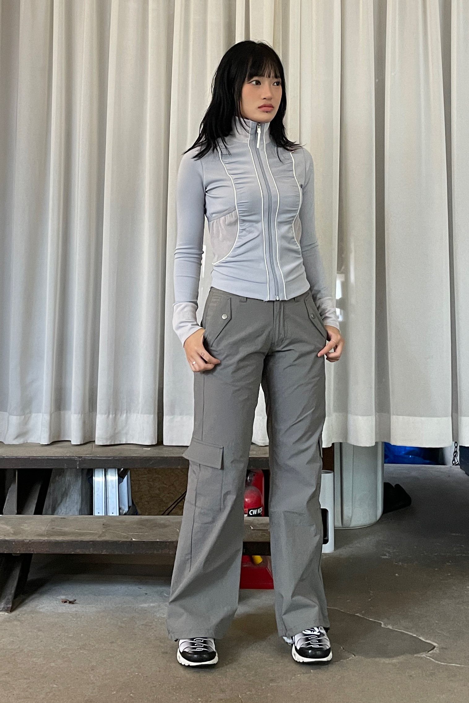 스컬프터(SCULPTOR) Shirring Zip-Up Jersey Baby Blue - 사이즈 
