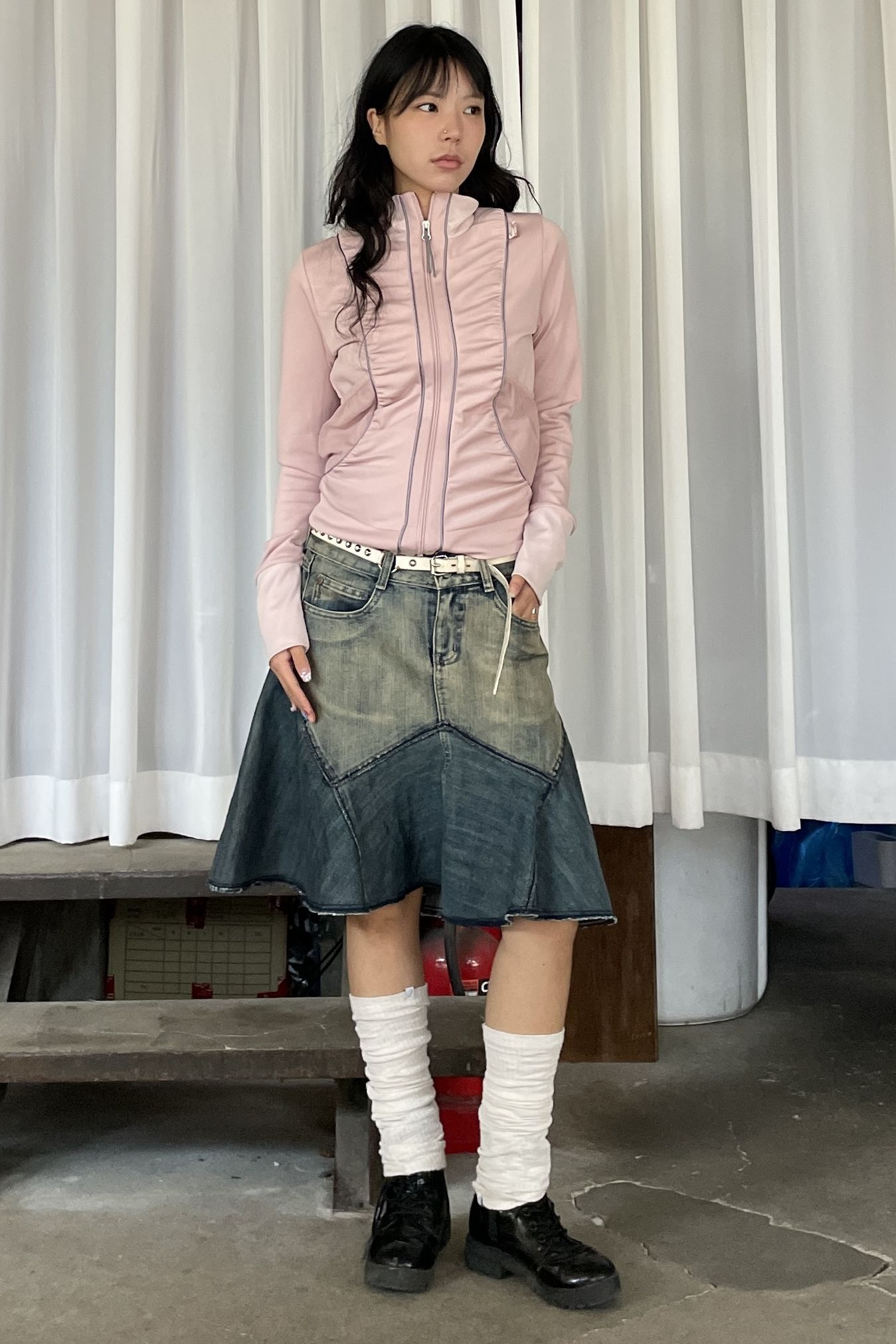 스컬프터(SCULPTOR) Shirring Zip-Up Jersey Ballerina Nude - 사이즈 