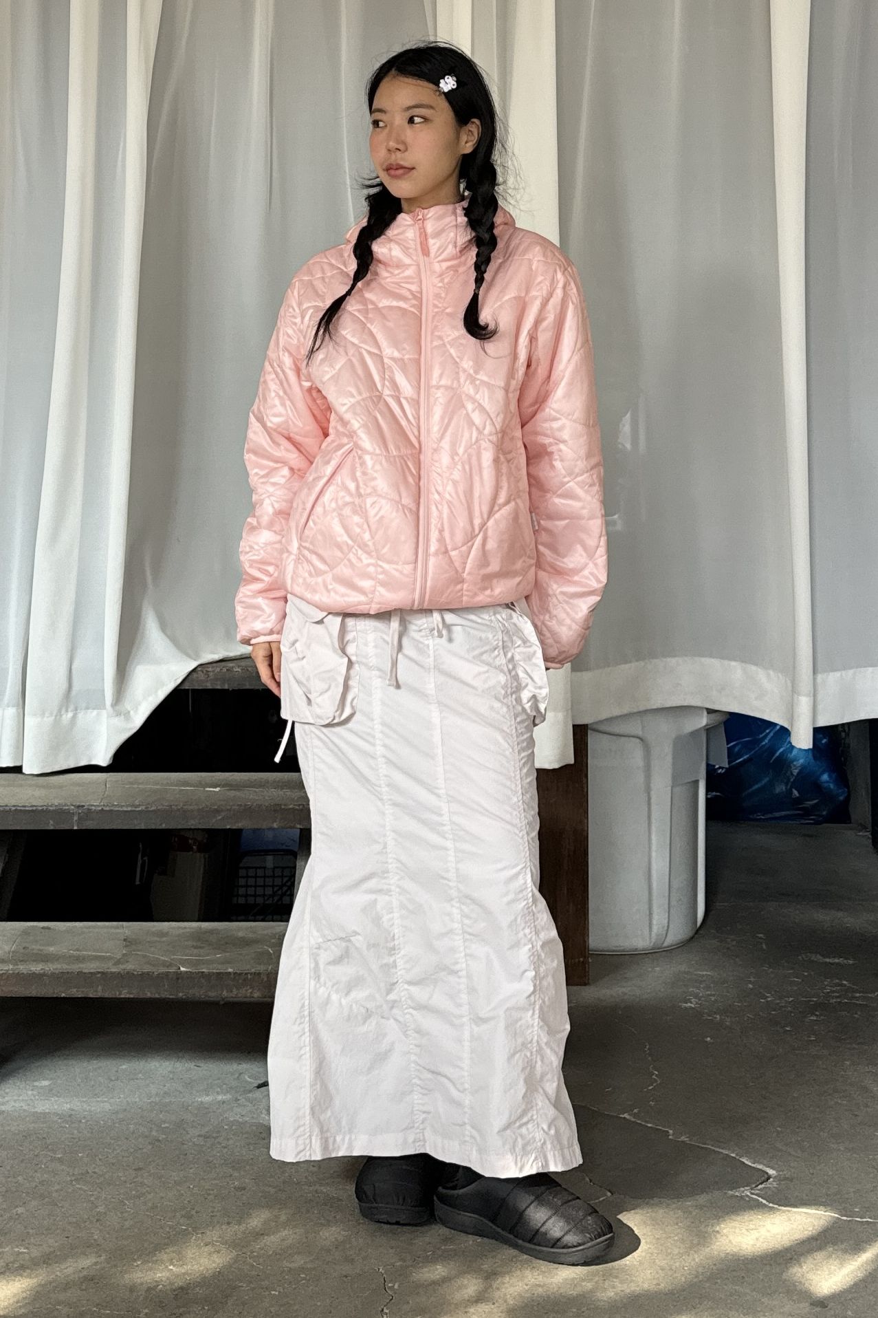 ★SCULPTOR★ Parachute Cargo Maxi Skirt Ballerina Pink SC23A 스컬프터(SCULPTOR) Parachute Cargo Maxi Skirt Ballerina Pink