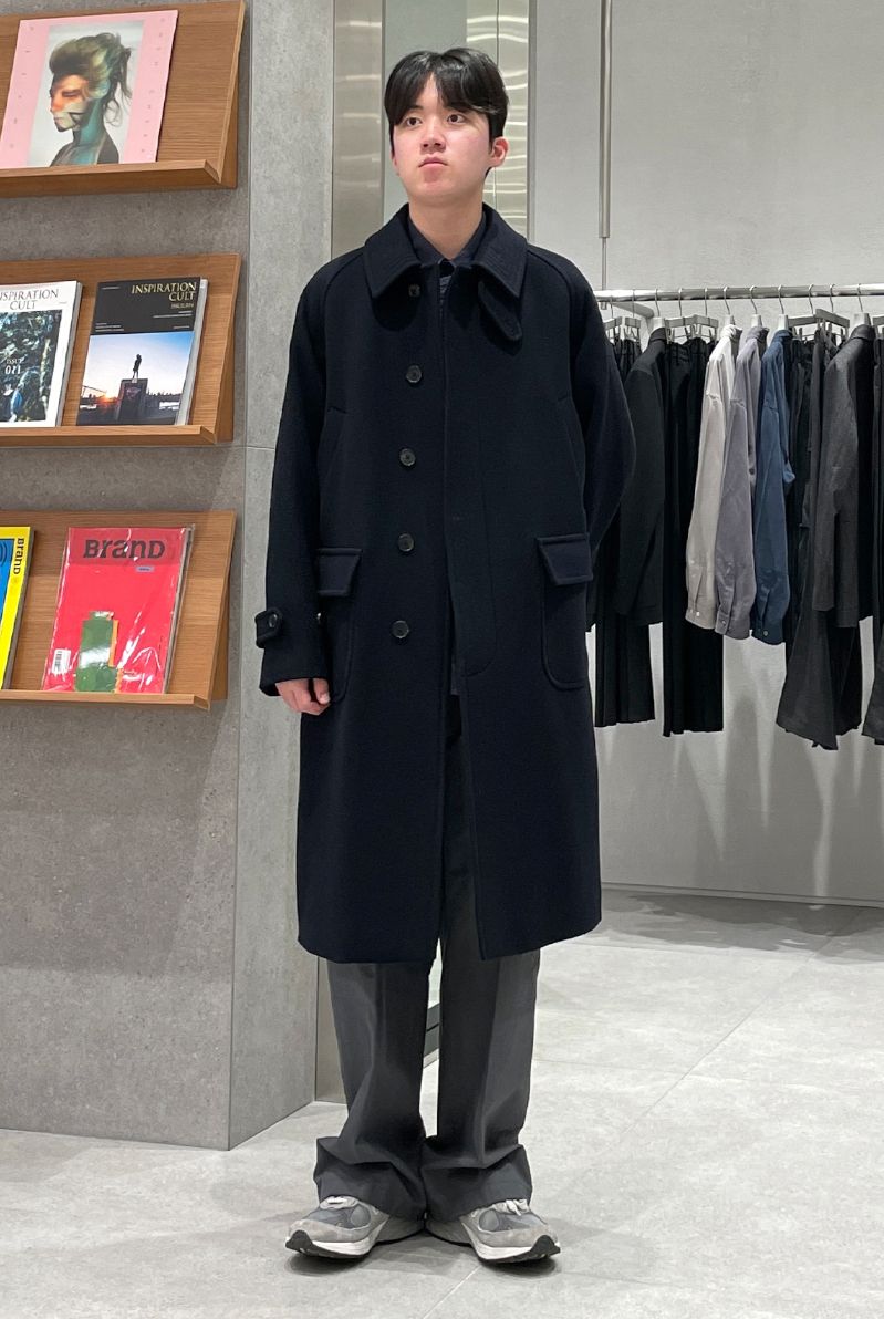 어나더 오피스(ANOTHER OFFICE) Voyager Balmacaan Coat (Dark Navy