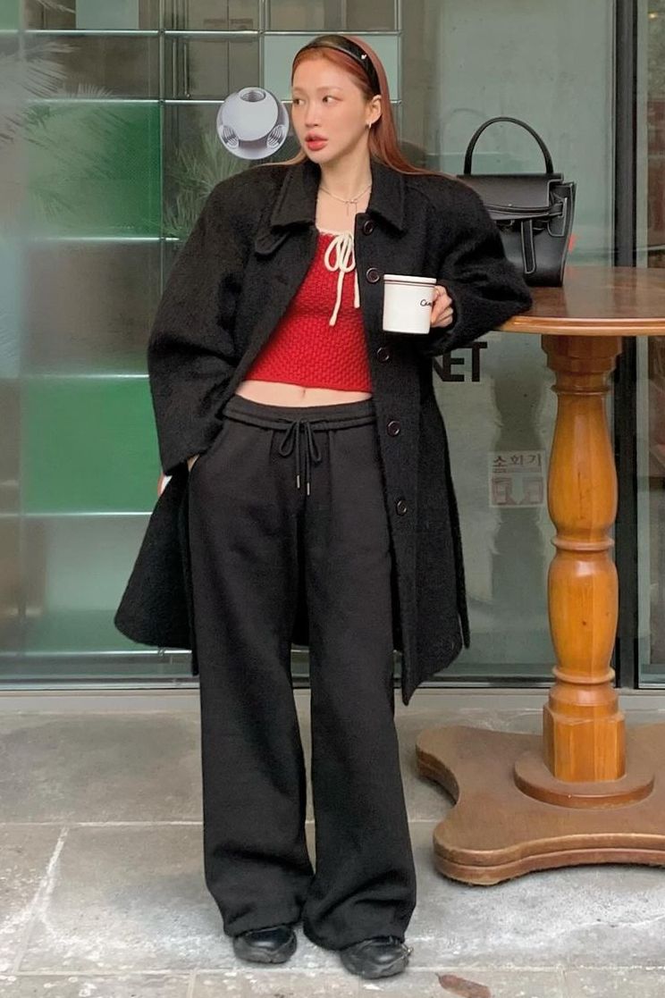 시눈(SINOON) PUFF HALF KNIT TOP (RED) - 사이즈 & 후기 | 무신사