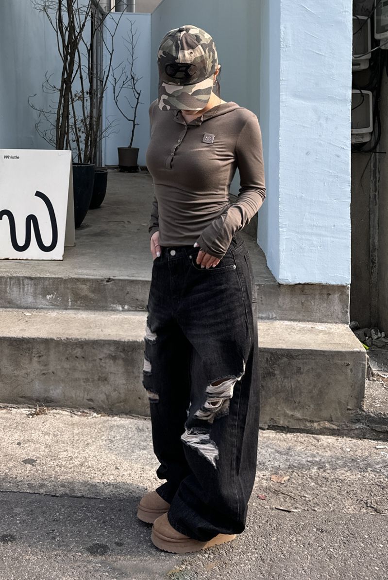 ★ ROCKCAKE ★Faye Damage Jeans【送料0/関税0】 レギュラー 2041 D-Fayza Joggjeans® | ダークブルー