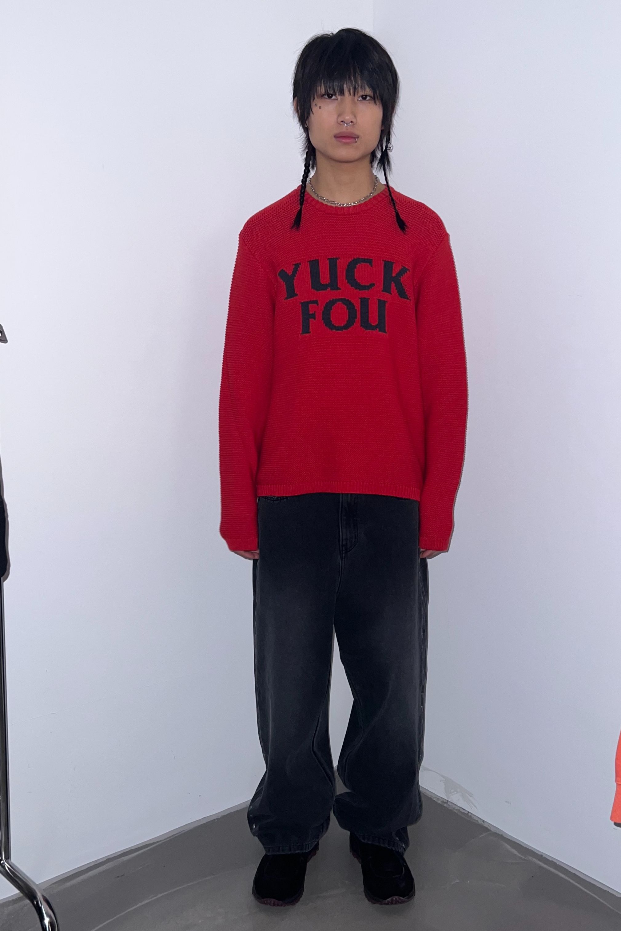 Tシャツ・カットソー [NICEGHOSTCLUB]YUCK FOU NET KNIT TEE_RED (NG2ESUK604A) yuck fou net knit tee[black] - niceghostclub