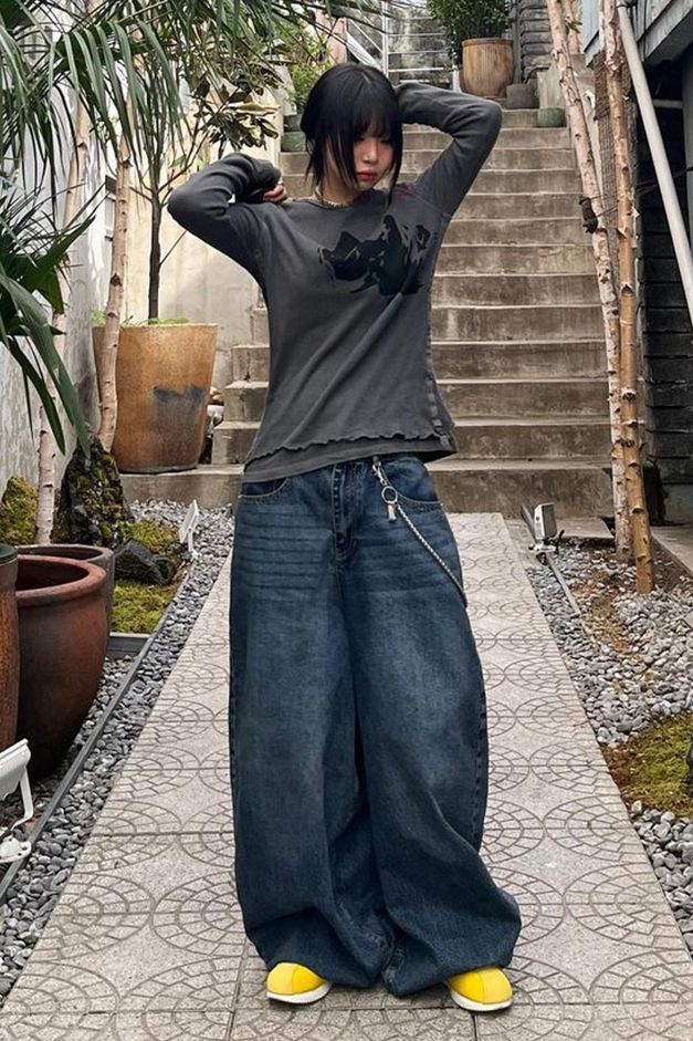 기철(KICHUL) BALLOON FIT DENIM PANTS (BROWN TIN WASHED) - 사이즈