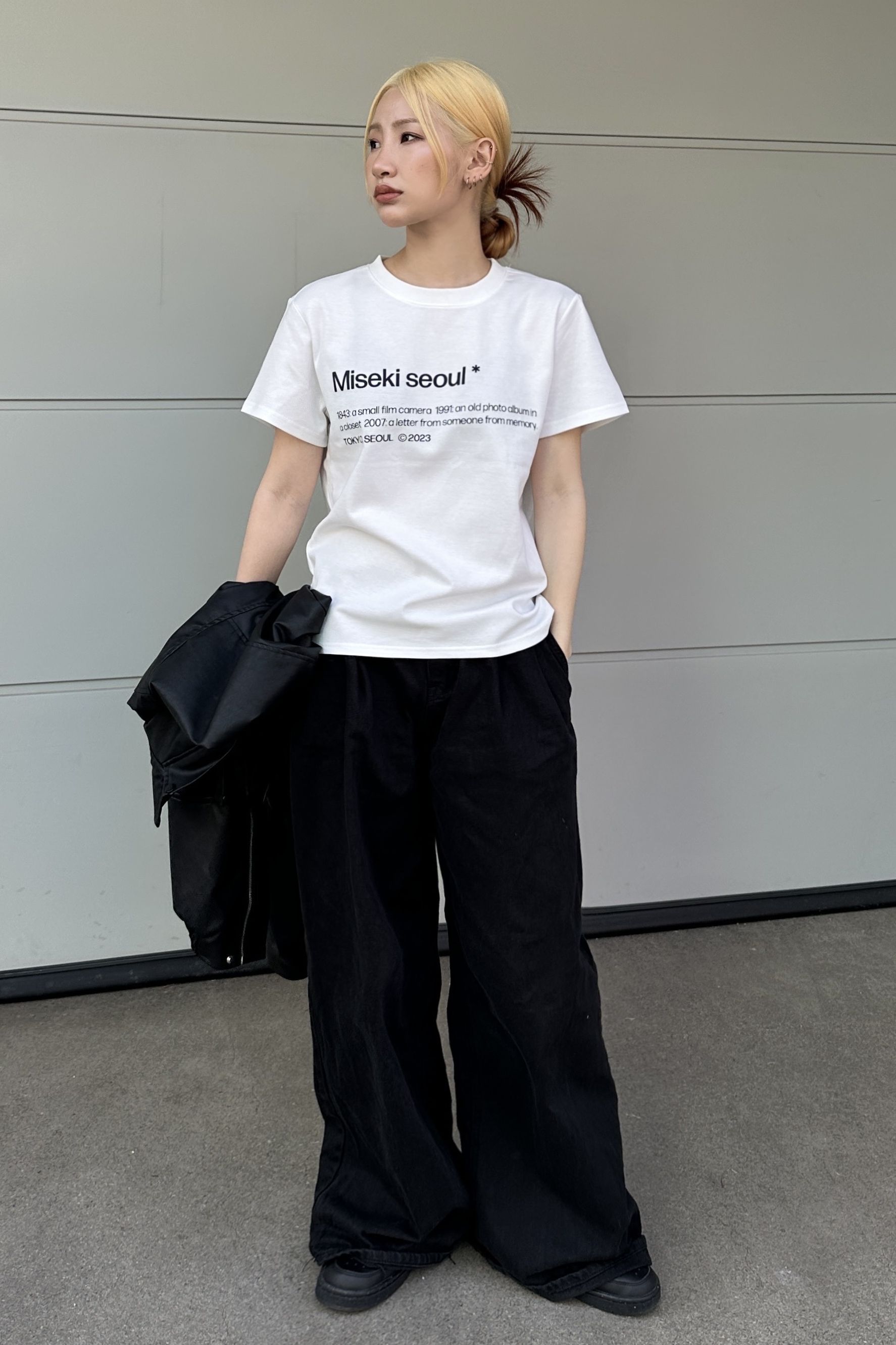 ◆MISEKI SEOUL◆ Miseki typography short sleeves WHITE MSK25 Miseki typography short sleeves WHITE - 미세키서울