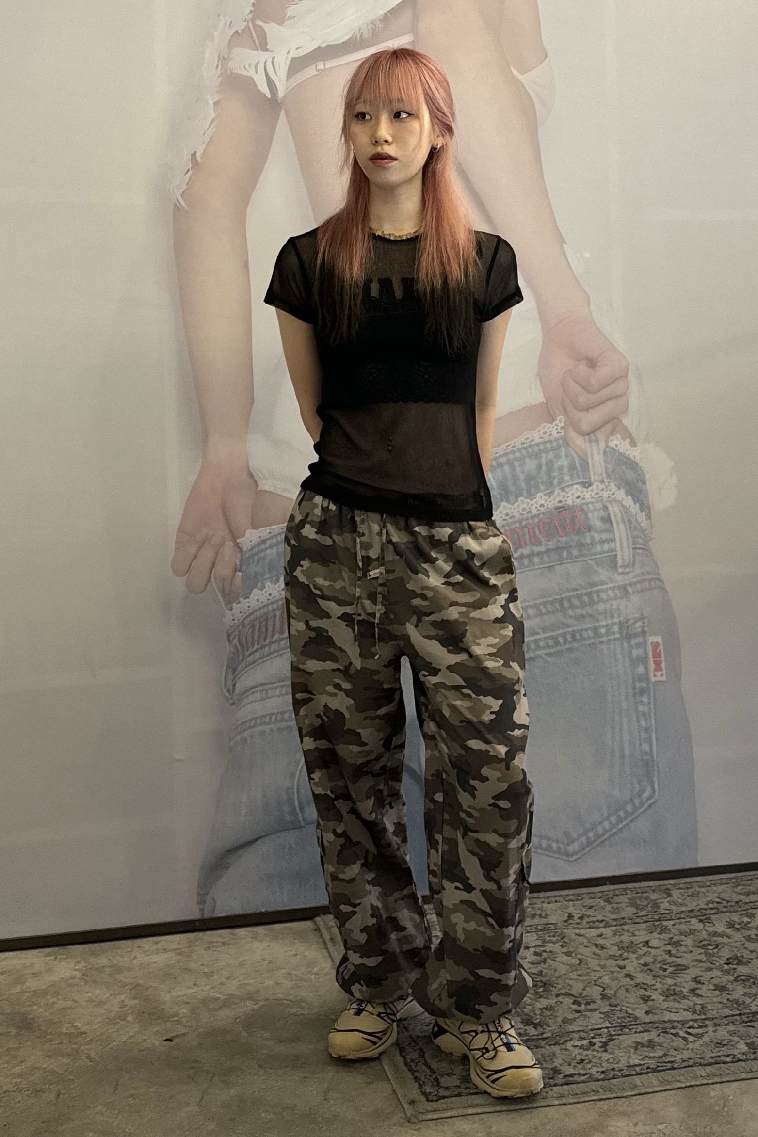 스컬프터(SCULPTOR) Camo Linen Cargo Jogger Pants Forest
