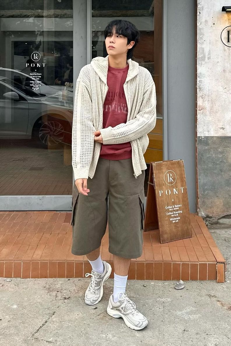 우알롱(WOOALONG) Scassi knit hood zip-up - LIGHT BEIGE