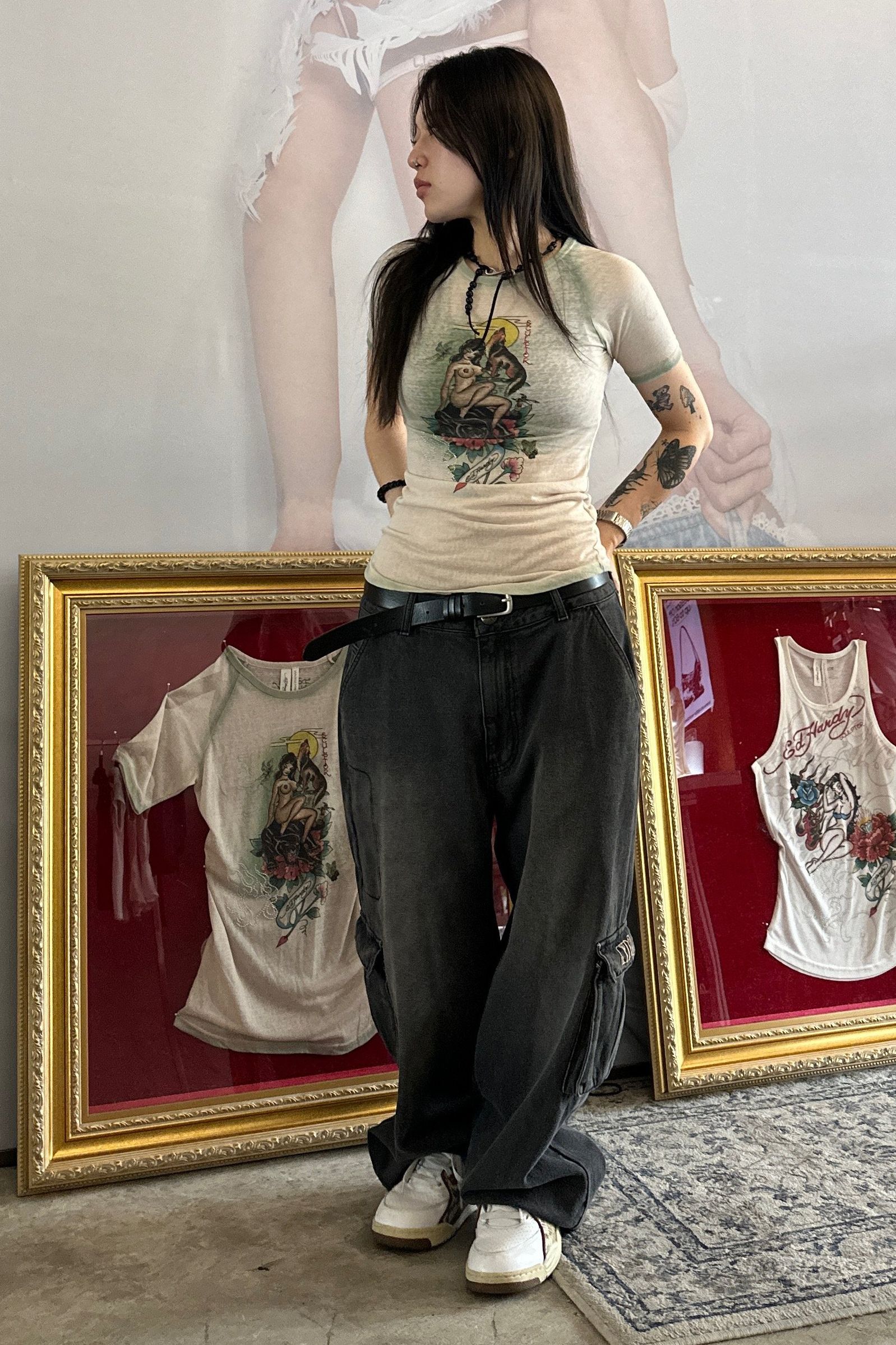 스컬프터(SCULPTOR) [Sculptor X Ed Hardy] Brush Raglan Tee Raw