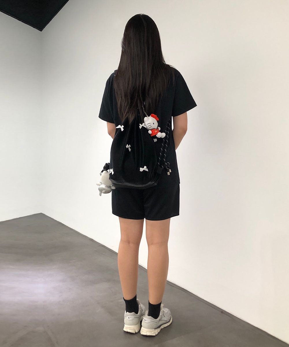 MUSINSA | OTHER-worldly Ribbon Gym Sack [Black]
