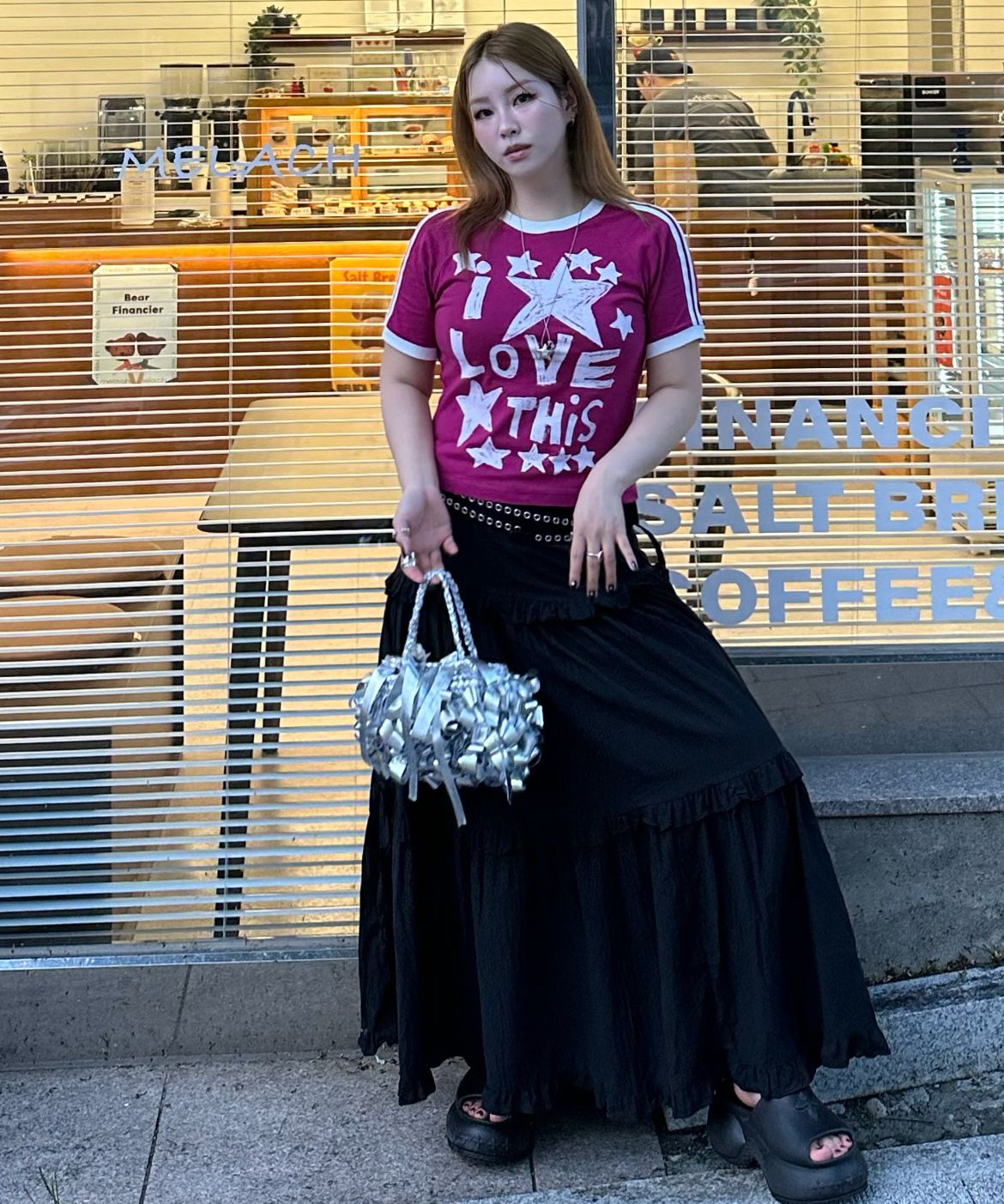 ★MEENDERI★SHIRRING RIBBON LONG SKIRT - BLACK★正規品/人気 MUSINSA | PLACE STUDIO Cancan Frill Flare Ribbon Shirring