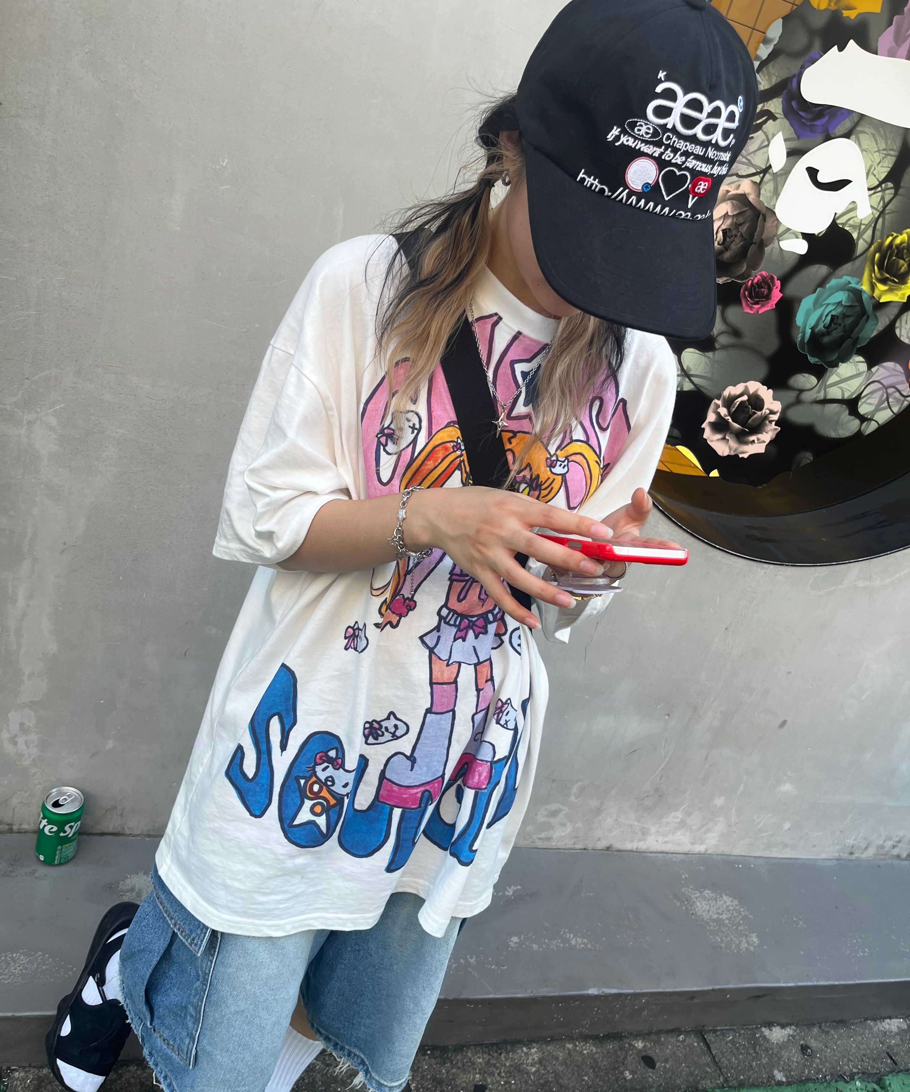 Tシャツ・カットソー [NICEGHOSTCLUB][X SOULPUSSSY CAT]GHOSTSOULGIRL RABBIT&BEAR x soulpusssy cat]ghostsoulgirl cat tee[black] - niceghostclub