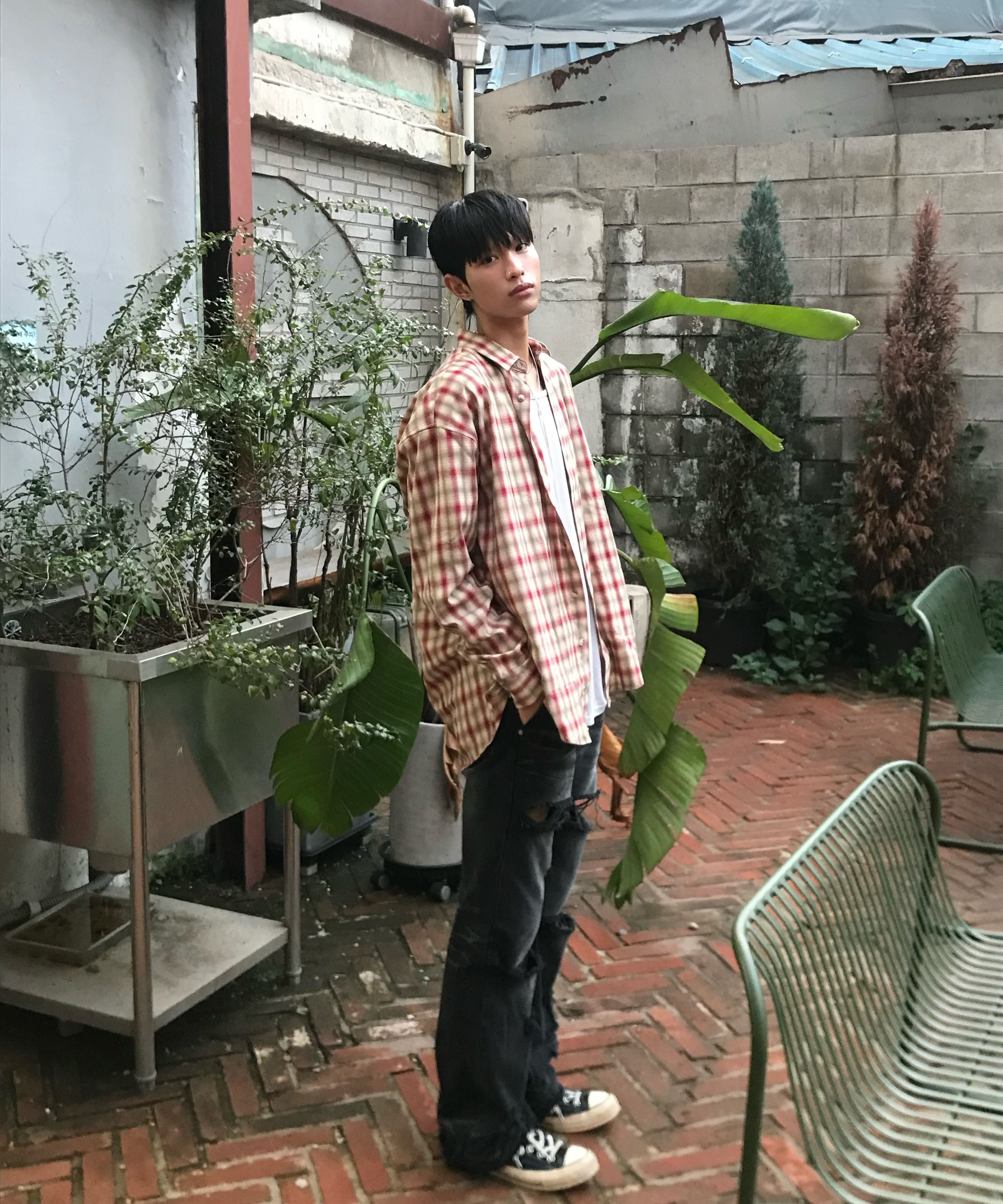 【BAON】[unisex] Mudit Cat Washing Wide Banding Denim Pants THE OTHER SIDE