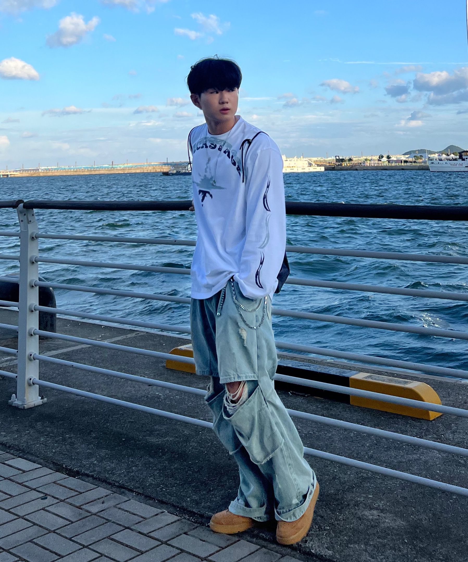 パンツ XTONZ XP207 Double Layering Damage Incision Denim Pants BLUE MUSINSA | XTONZ XP207 Double Layering Damage Incision Denim