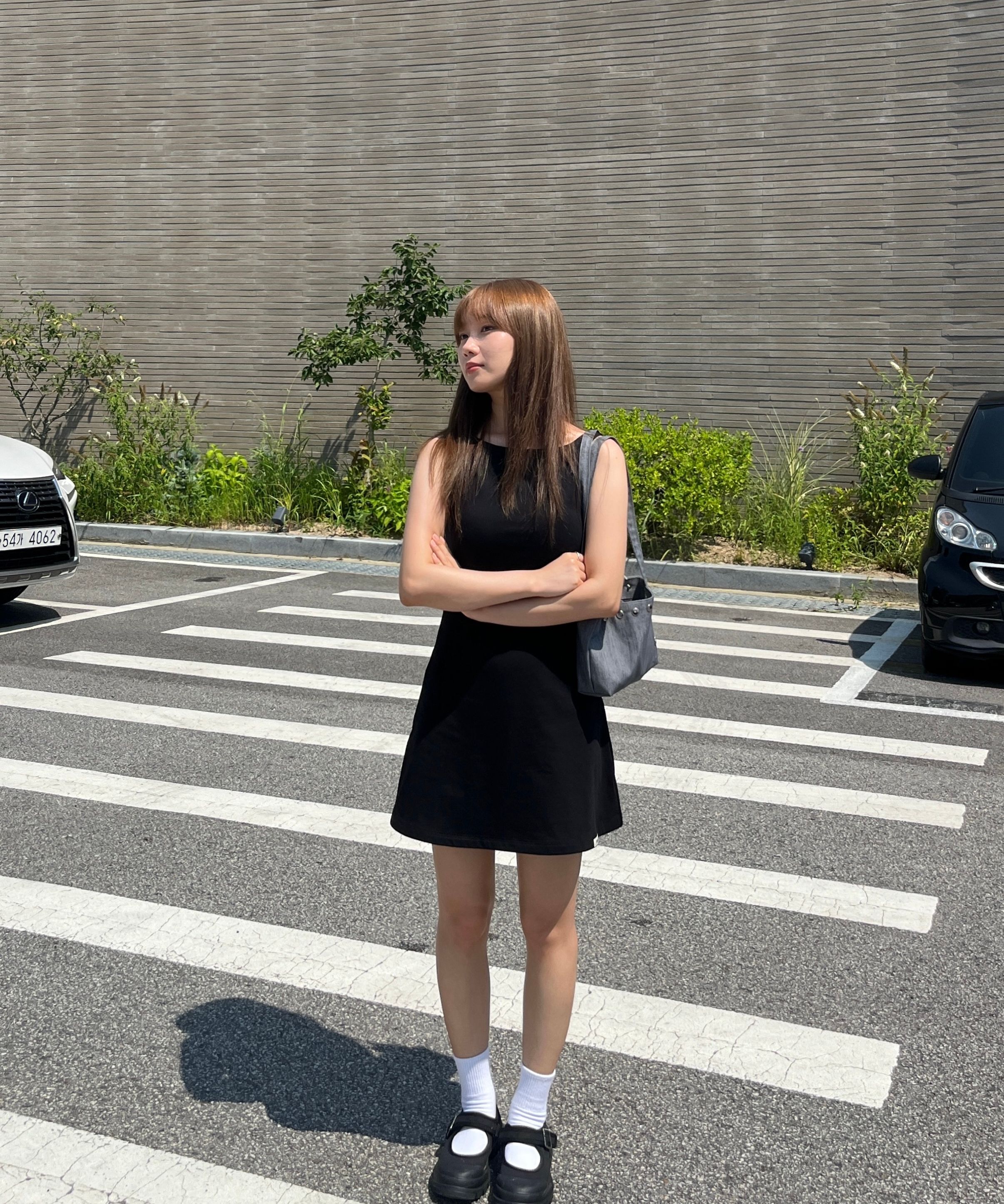 ワンピース Glowny GIRLFRIEND SLEEVELESS MINI DRESS GIRLFRIEND SLEEVELESS MINI DRESS (GRAY) - GLOWNY