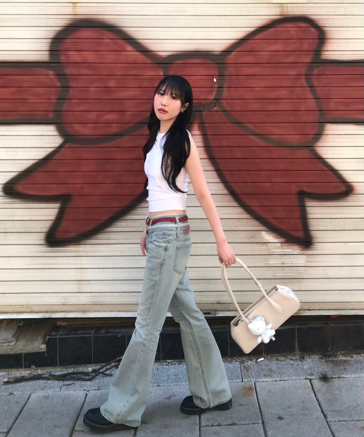 MUSINSA | SCULPTOR Double Waist Boots Cut Denim Vintage Ice