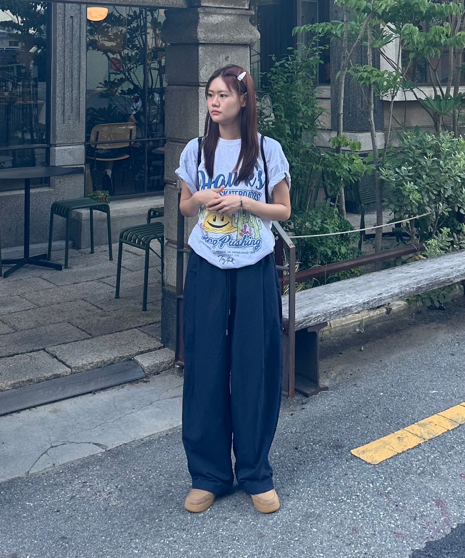 ◇SLOW RECORD HOUSE◇ Nylon one-tuck pants navy MUSINSA | SLOW RECORD HOUSE Nylon one-tuck pants_Kiwi