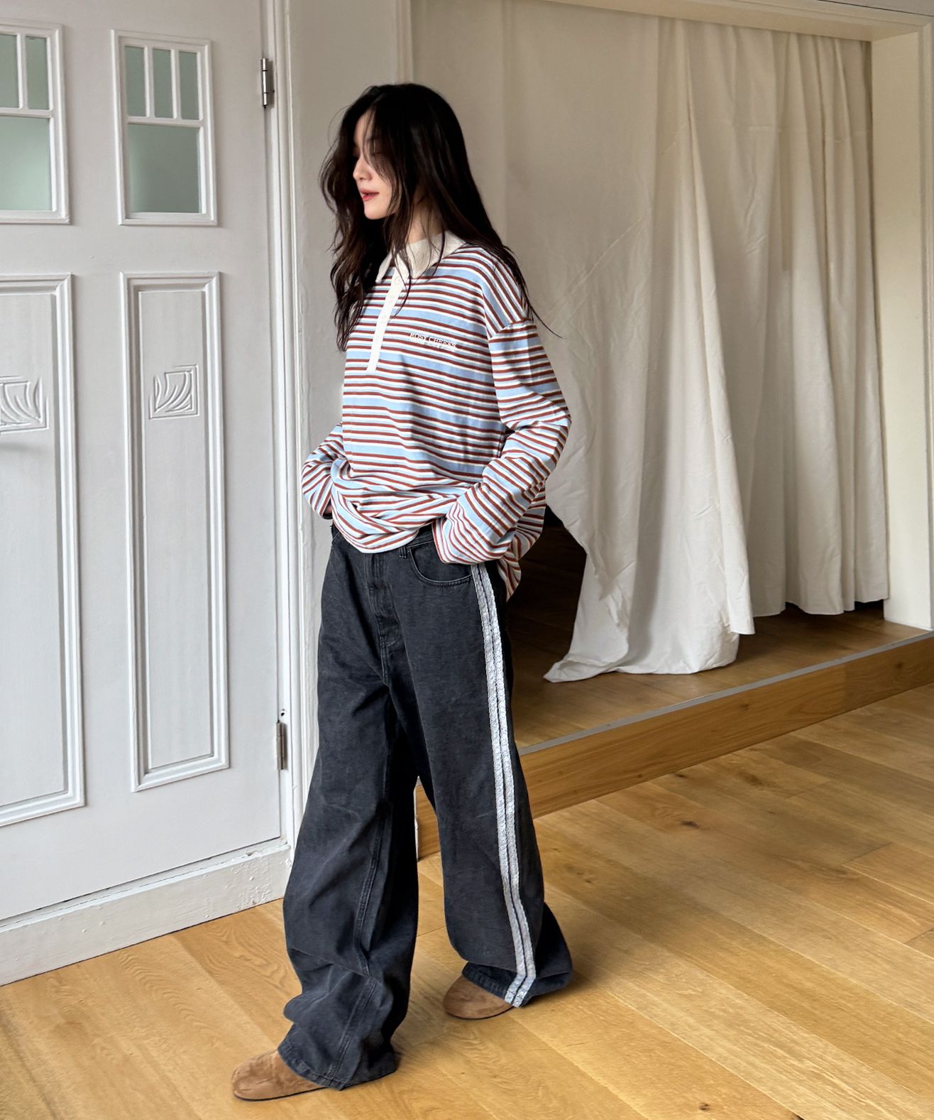 【RONRON】24F/W★ SIDE LACE TRACK DENIM PANTS (S,M) MUSINSA | RONRON SIDE LACE TRACK DENIM PANTS BLACK