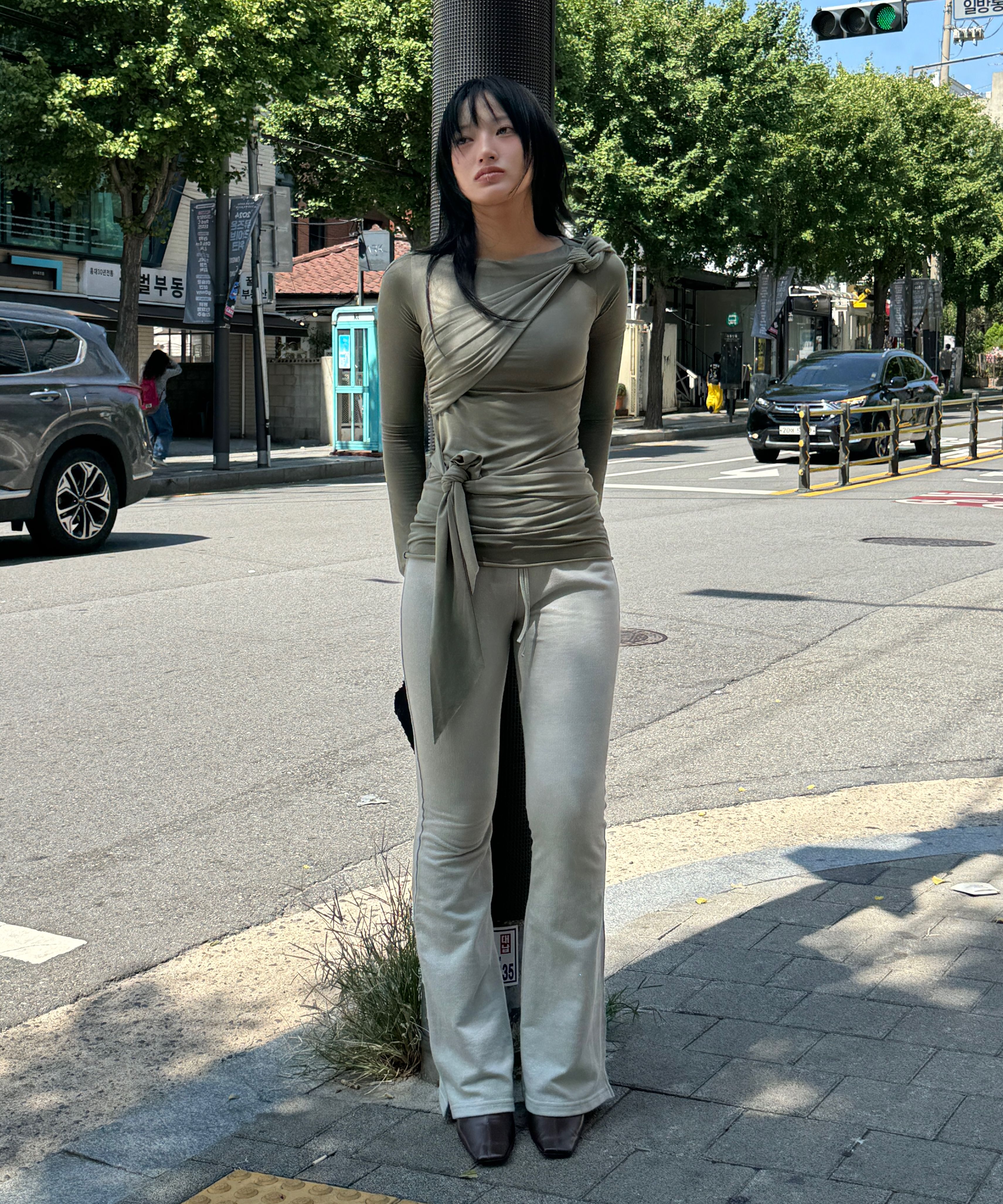 ★SCULPTOR★ Glitter Boots Cut Sweatpants Melange Gray SC24A SCULPTOR® online store