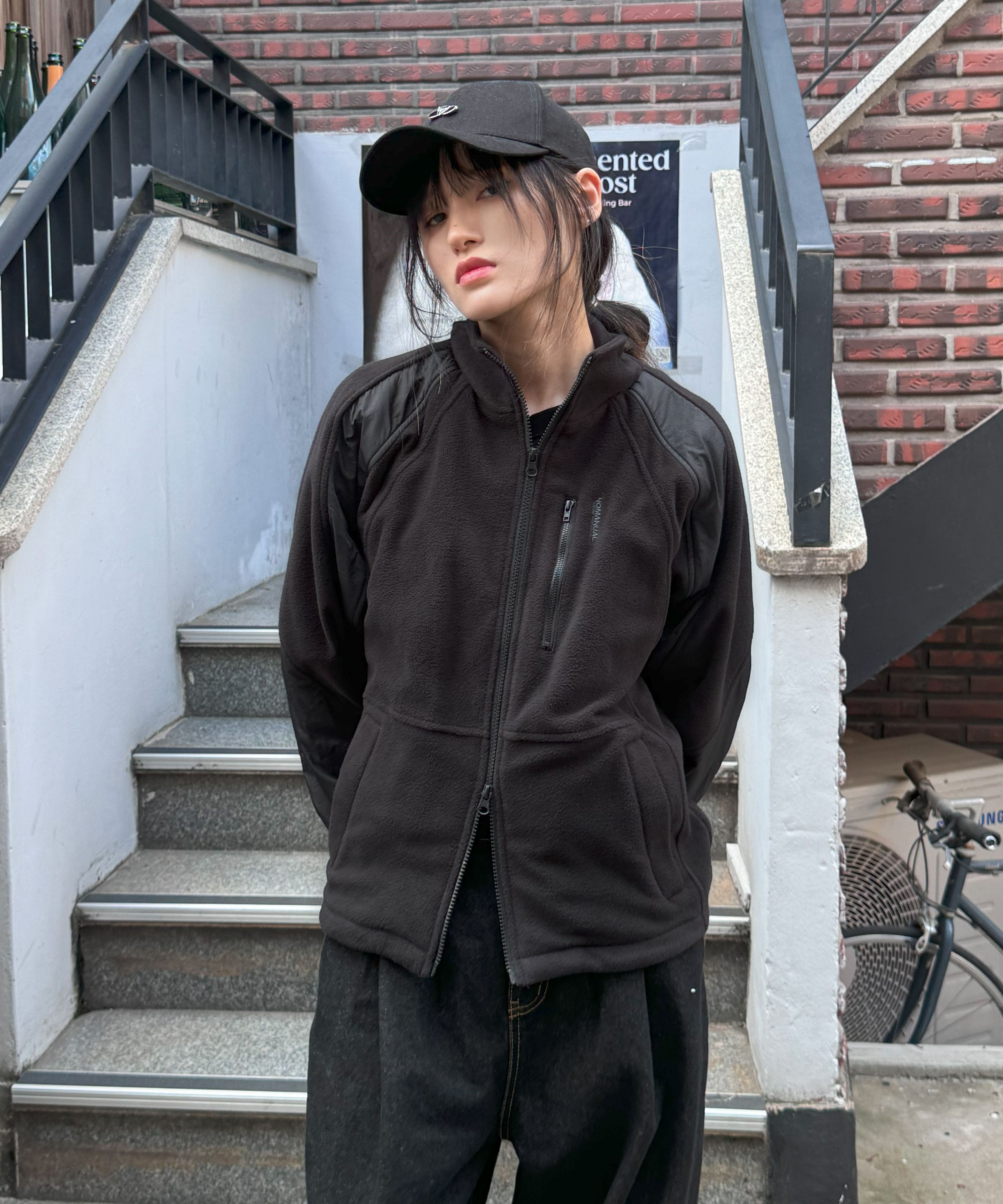 MUSINSA | NOMANUAL T.S FLEECE JACKET - BLACK